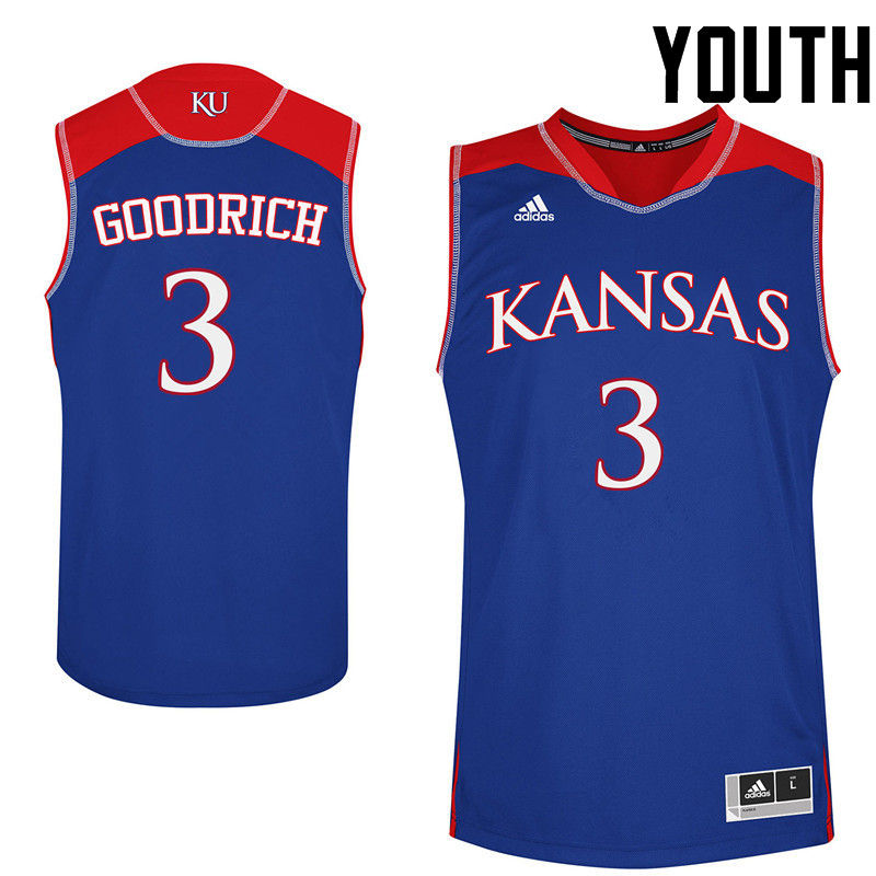 Youth Kansas Jayhawks #3 Angel Goodrich College Basketball Jerseys-Royals